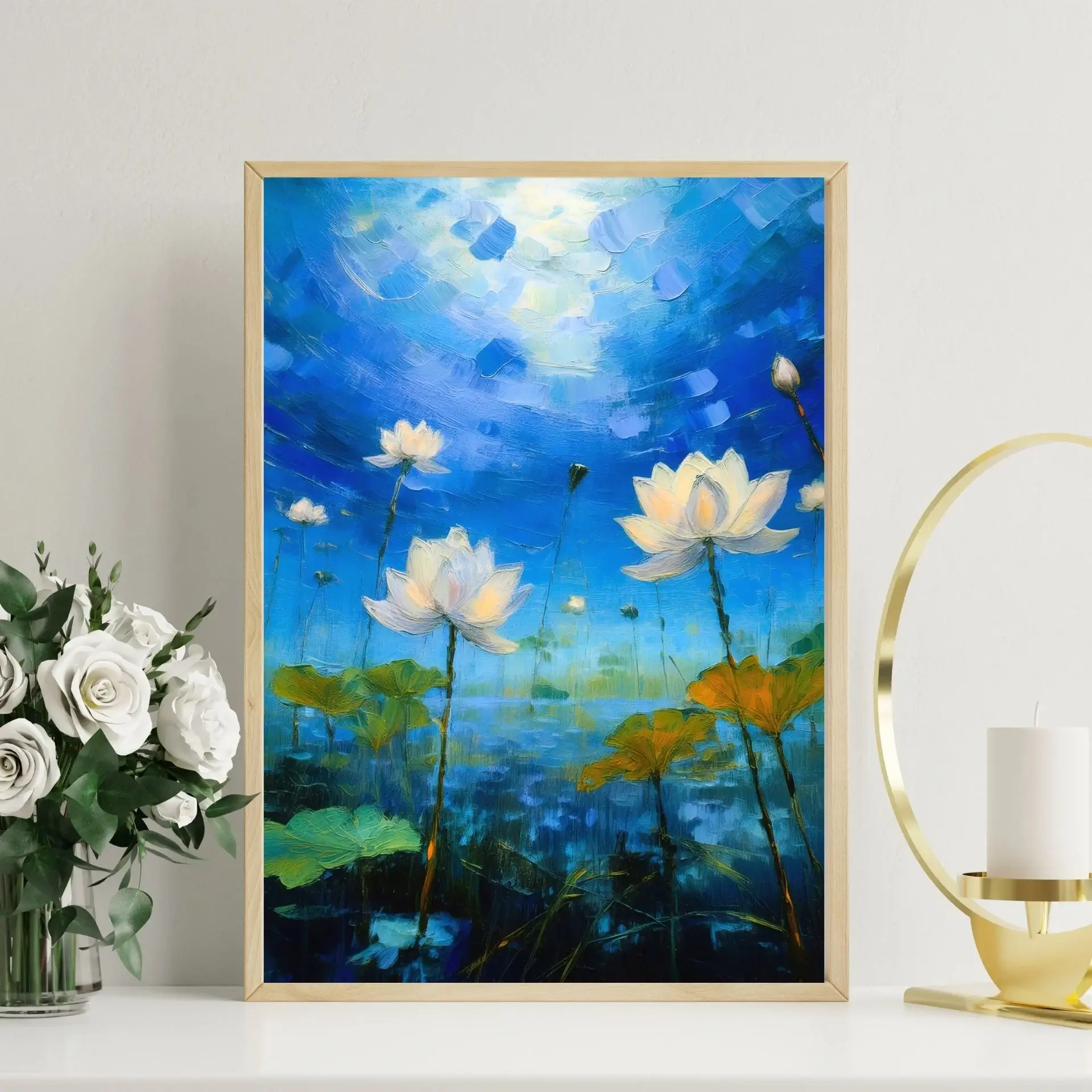 White Lotus Abstract Wall Art - Image 2