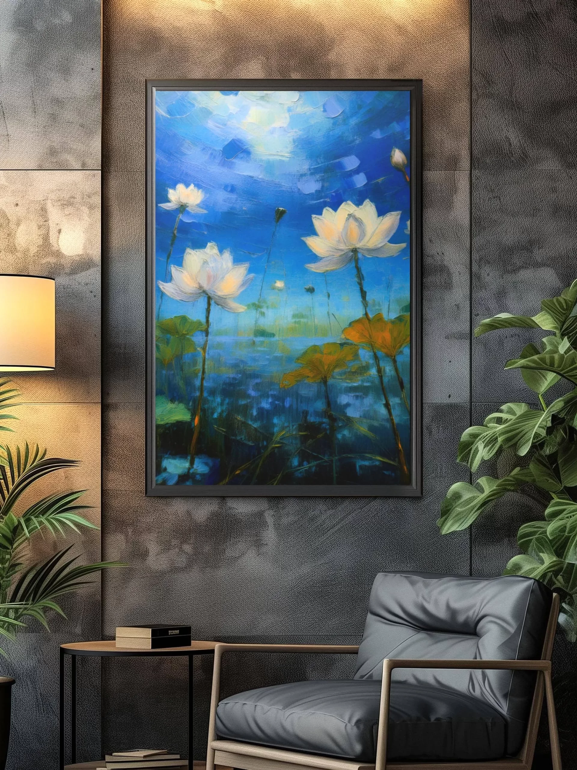 White Lotus Abstract Wall Art - Image 4