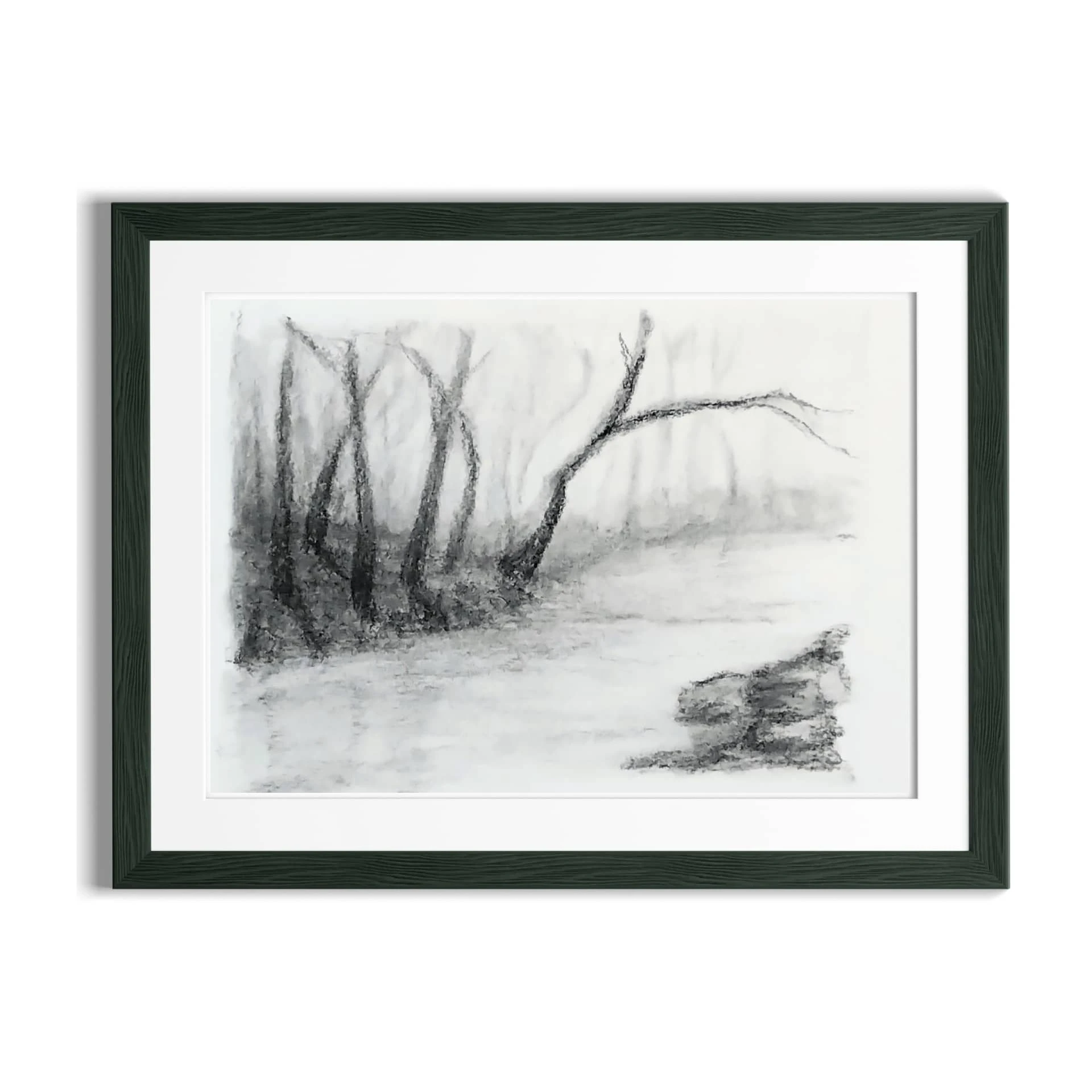 Misty morning landscape in Charcoal